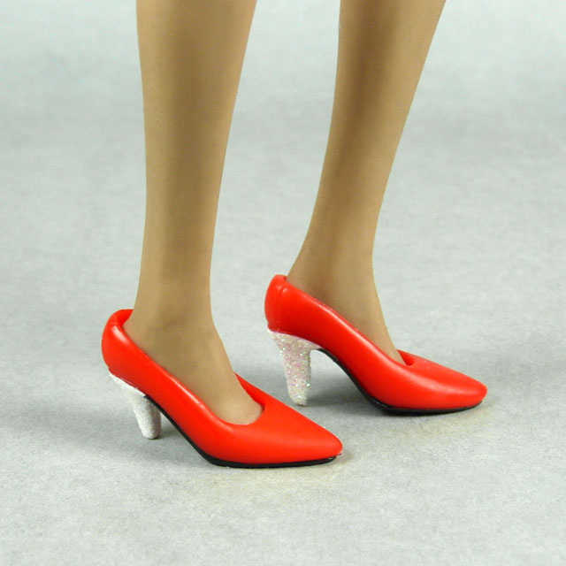 Toy City 1/6 Scale Female Red Glitter Heel Shoes